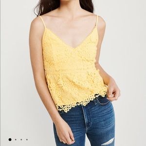BARELY WORN Abercrombie yellow lace cami